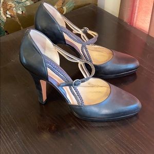 Black Cole Haan strappy buckle heels